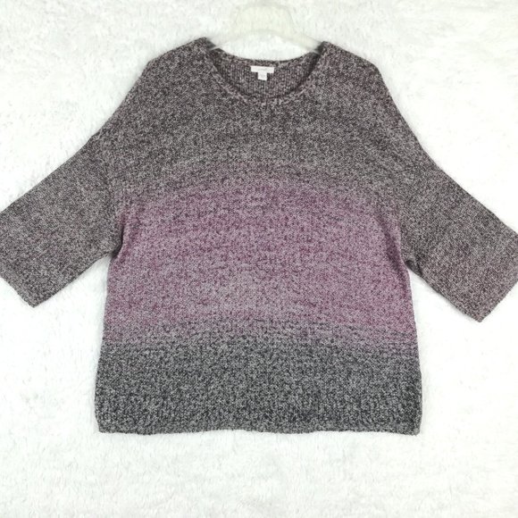 Pure Jill Women Sweater Pullover 3/4 Drop Sleeve Purple Ombre Knit Petite MP - Picture 1 of 11